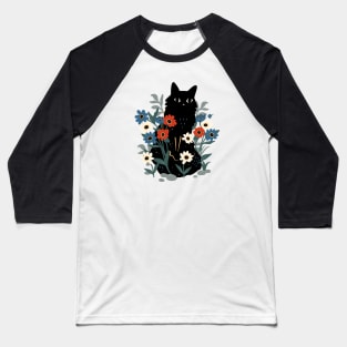 Cute black cat in the garden Baseball T-Shirt